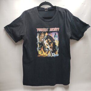 Travis Scott LA Flame T Shirt Graphic Print Cotton Women XL Large Black